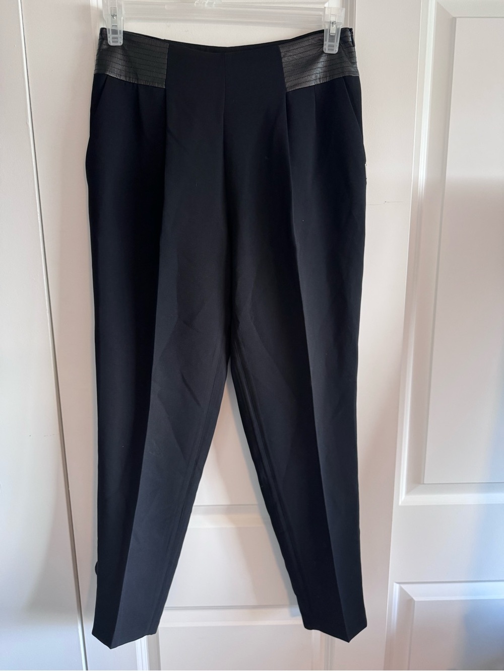 Marciano by Guess Black Tapered Dress Trousers with Textured Waistband